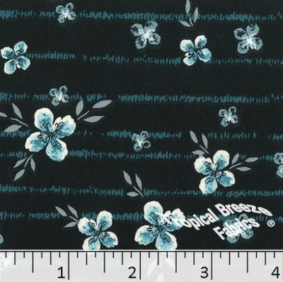 Turquoise Floral Koshibo Polyester Fabric