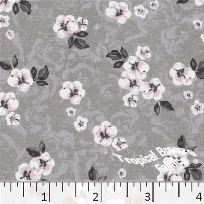 Gray Floral Koshibo Polyester Fabric