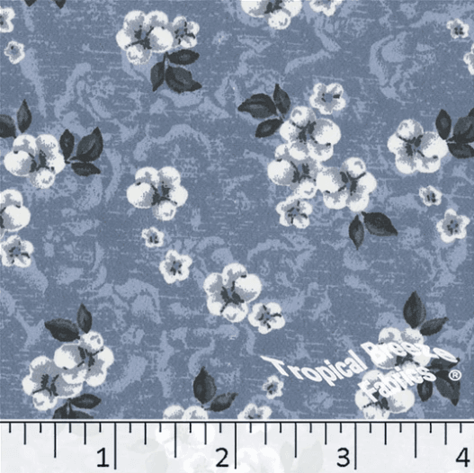 Slate Blue Floral Koshibo Polyester Fabric