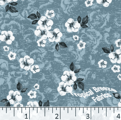 Teal Floral Koshibo Polyester Fabric