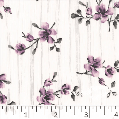 PurplePlum Floral Yoryu Polyester Fabric