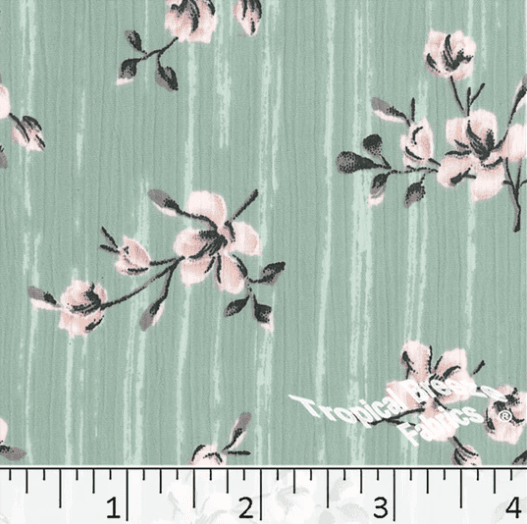Sea Foam Floral Yoryu Polyester Fabric