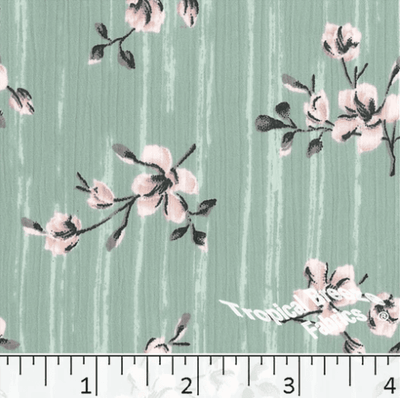 Sea Foam Floral Yoryu Polyester Fabric