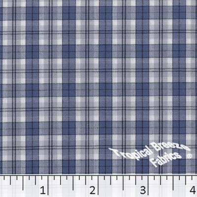 Navy Plaid Yarn Dyed Poly Cotton Fabric
