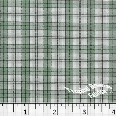 Sage Green Plaid Yarn Dyed Poly Cotton Fabric