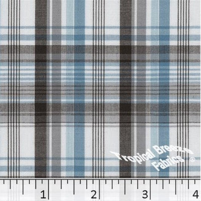 Teal Plaid Yarn Dyed Poly Cotton Fabric
