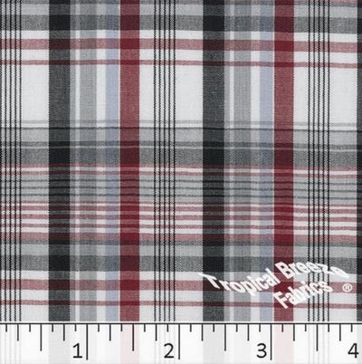 Ruby Red Plaid Yarn Dyed Poly Cotton Fabric