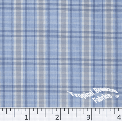 Blue Plaid Yarn Dyed Poly Cotton Fabric