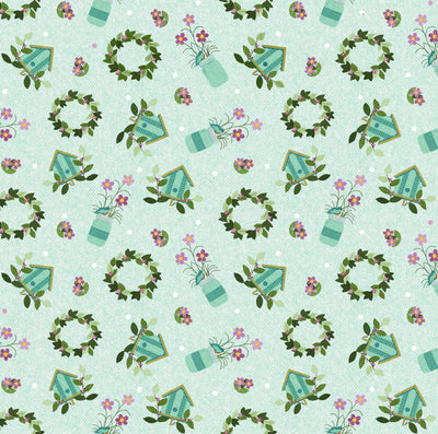 Benartex A Wooly Garden Garden Toss Quilting Cotton Fabric- Powder