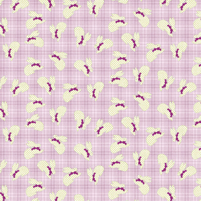 Benartex A Wooly Garden Bunnies Quilting Cotton Fabric- Light Pink
