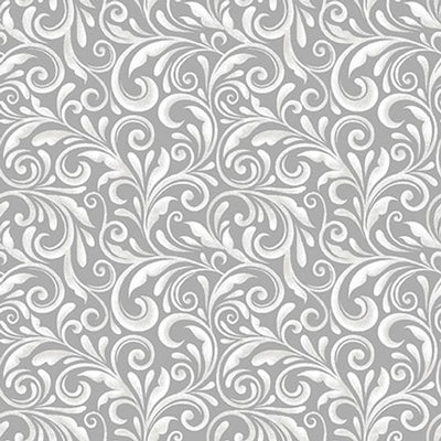 Henry Glass Quilted Kitties Swirls Quilting Cotton Fabric- Gray