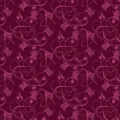 Henry Glass Quilted Kitties Calico Quilting Cotton Fabric- Mulberry