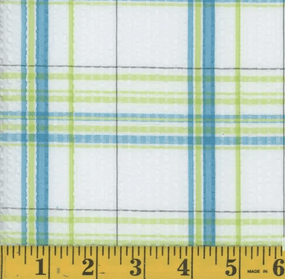 Aqua & Lime Stripes Seersucker Fabric