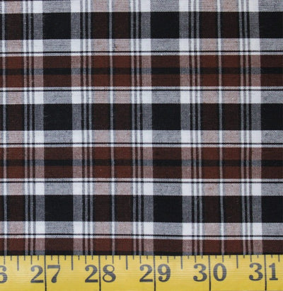 Oxford Brown Plaid Poly Cotton Fabric