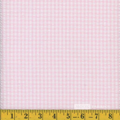Pink Gingham Plaid Seersucker Fabric