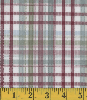 Burgundy Plaid Seersucker Fabric