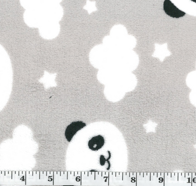 Tan Cloudy Pandas Fleece Flannel