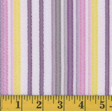 Pink & Yellow Stripes Seersucker Fabric