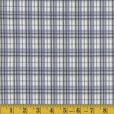 Oxford Light Blue Plaid Poly Cotton Fabric