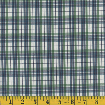 Oxford Navy Plaid Poly Cotton Fabric