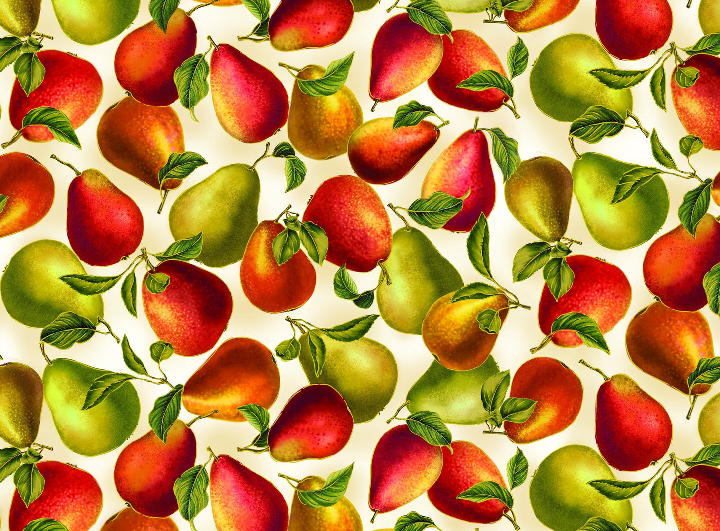 Benartex Autumn Comfort Flannel Autumn Pears Quilting Cotton Fabric- Cream