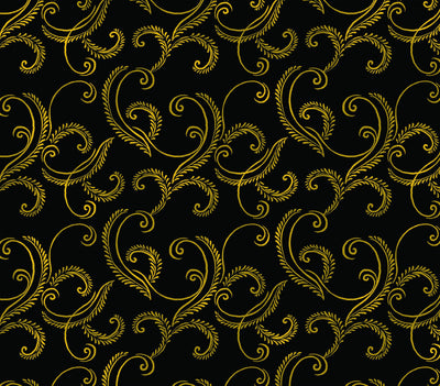 Benartex Autumn Comfort Flannel Harvest Scroll Quilting Cotton Fabric- Black