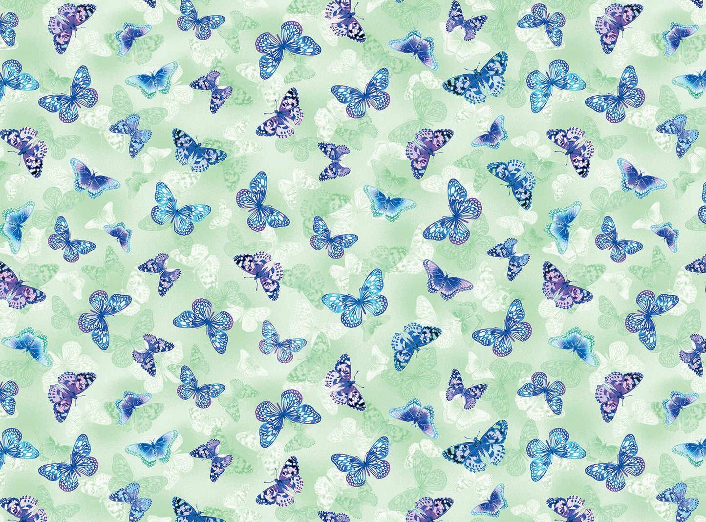 Benartex Butterfly Bliss Blissful Butterflies Quilting Cotton Fabric- Light Green