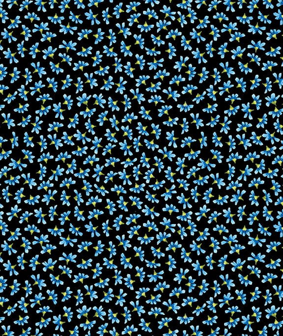 Benartex Butterfly Bliss Blissful Buds Quilting Cotton Fabric- Turquoise/Black