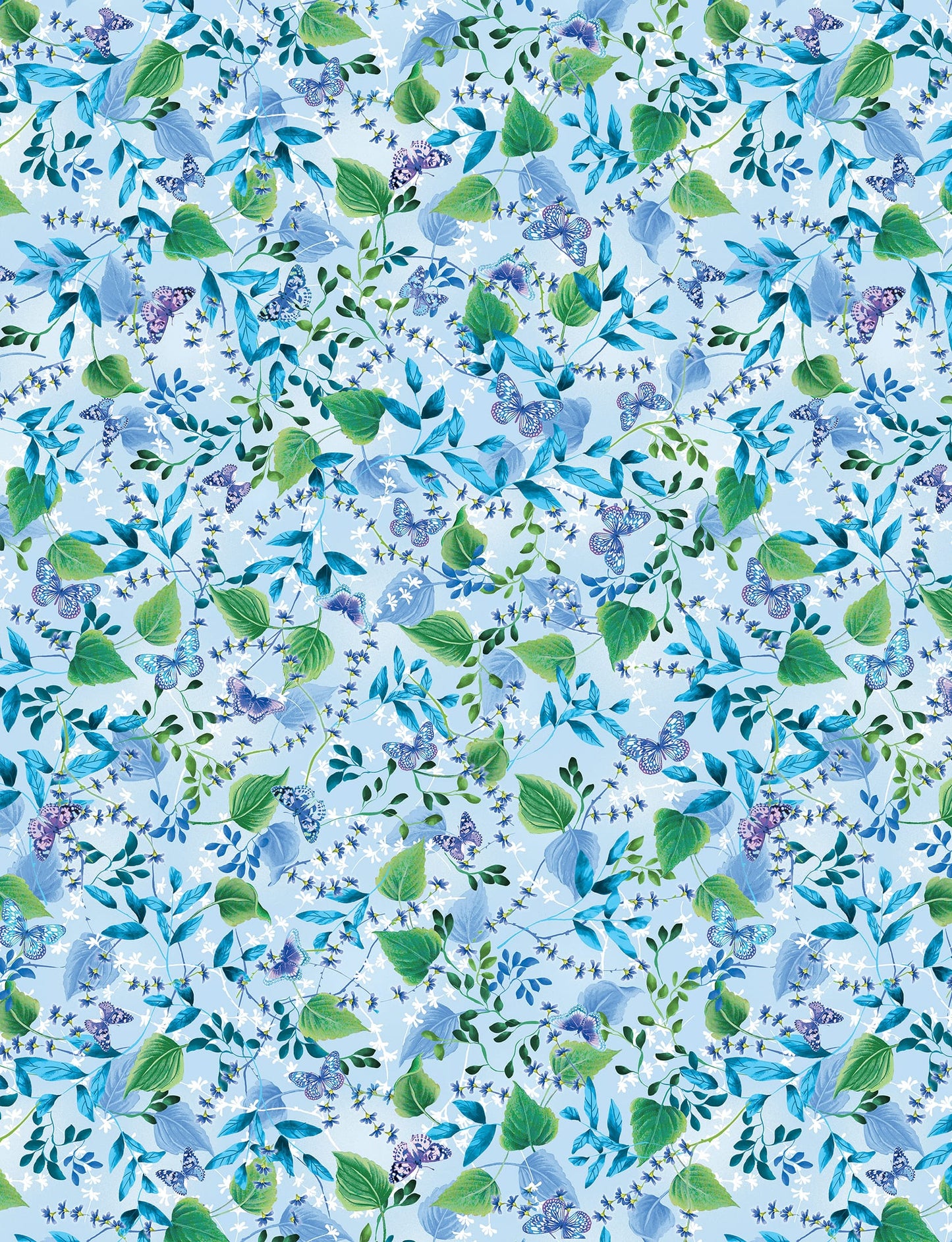 Benartex Butterfly Bliss Butterfly Meadow Quilting Cotton Fabric- Light Blue