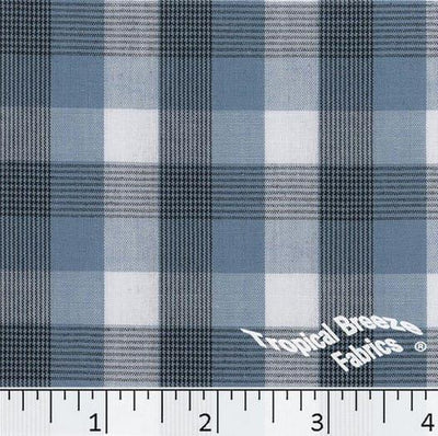 Slate Blue Plaid Yarn Dyed Poly Cotton Fabric