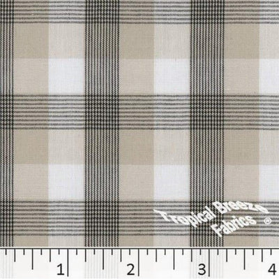 Tan Camel Plaid Yarn Dyed Poly Cotton Fabric