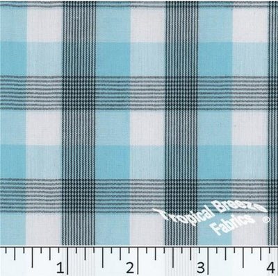 Turquoise Plaid Yarn Dyed Poly Cotton Fabric