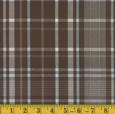 Oxford Brown Plaid Poly Cotton Fabric