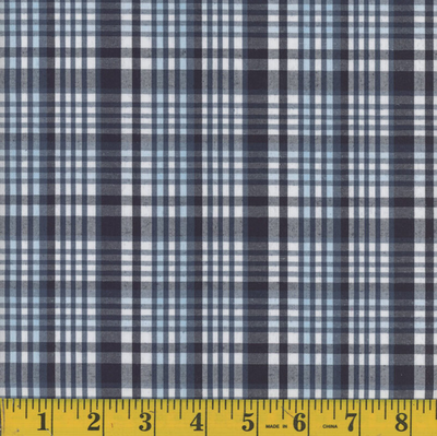 Oxford Navy Plaid Poly Cotton Fabric