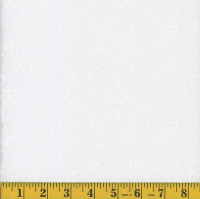 White on White Bessie Poly Cotton Fabric