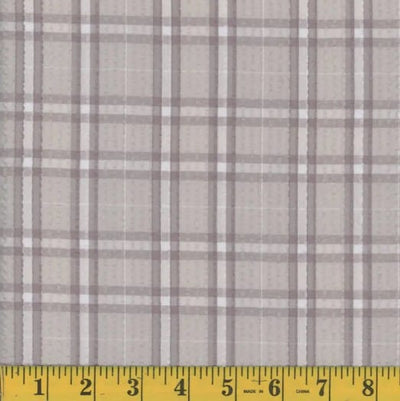 Grey Plaid Seersucker Fabric