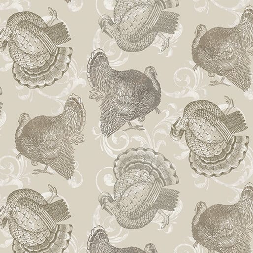 Benartex Turkey Time Turkey Tradition Quilting Cotton Fabric- Natural