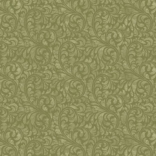 Benartex Turkey Time Traditional Scroll Quilting Cotton Fabric- Sage