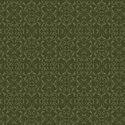 Benartex Turkey Time Mirrored Scroll Quilting Cotton Fabric- Evergreen