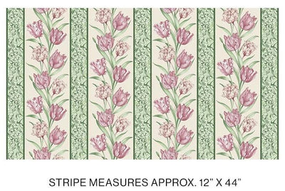 Benartex Evelyn's Etched Tulips Etched Tulips Stripe Quilting Cotton Fabric- Cream