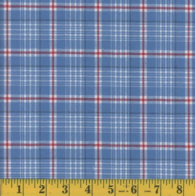 Oxford Brushed Patriot Blue Plaid Poly Cotton Fabric