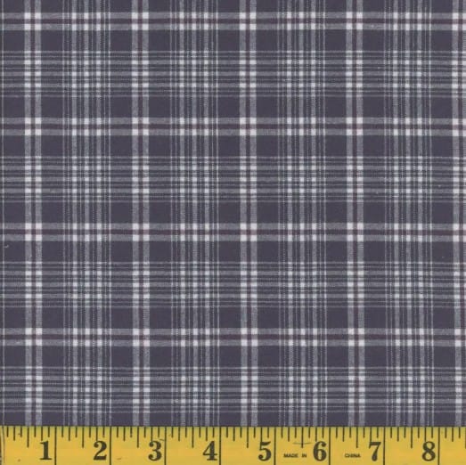 Oxford Brushed Charcoal Plaid Poly Cotton Fabric