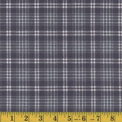 Oxford Brushed Charcoal Plaid Poly Cotton Fabric