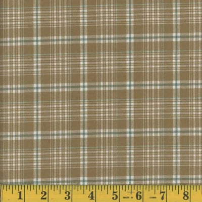 Oxford Brushed Pewter Blue Plaid Poly Cotton Fabric