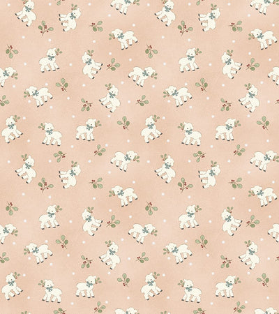 Benartex ABC's Baby Lamb Toss Quilting Cotton Fabric- Medium Coral