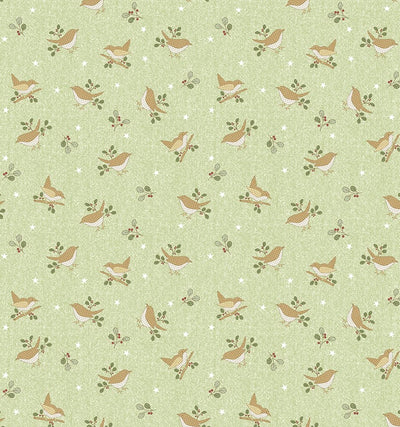 Benartex ABC's Bird & Sprig Quilting Cotton Fabric- Green