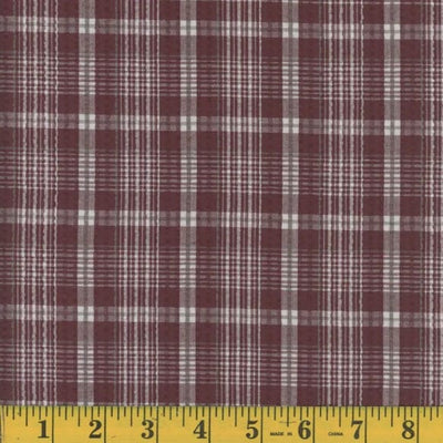Wine Plaid Seersucker Fabric