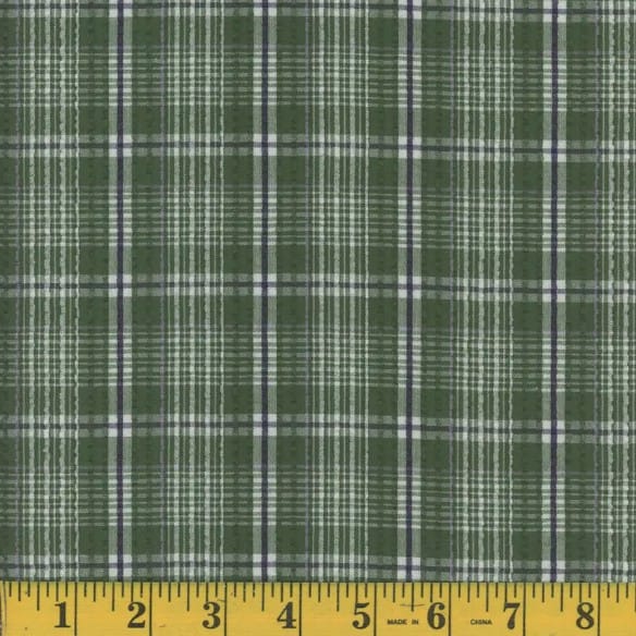 Forest Plaid Seersucker Fabric