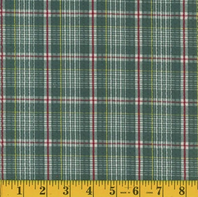Teal Plaid Seersucker Fabric