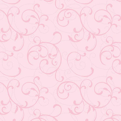 Benartex Dot & Flow Scroll Quilting Cotton Fabric- Light Rose